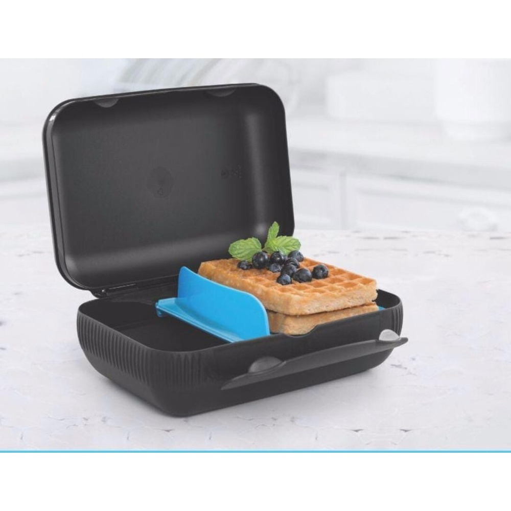Tupperware At Lunch Box Divided Insert on-the-go Container Black  Blue insert